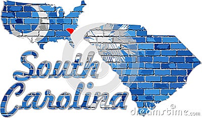 South Carolina on a brick wall Vector Illustration