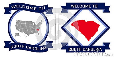 South Carolina map, Map of United states America with land mark of south Carolina Stock Photo