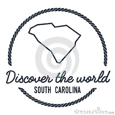 South Carolina Map Outline. Vintage Discover the. Vector Illustration