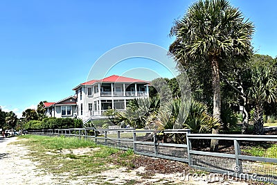 South caroline isle palms typical beachfront houses Stock Photo