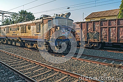 South Central railway from Vijayawada to Wardha Junction Electric Locomotiv Stock Photo
