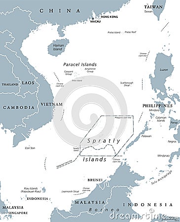 South China Sea Islands political map Vector Illustration