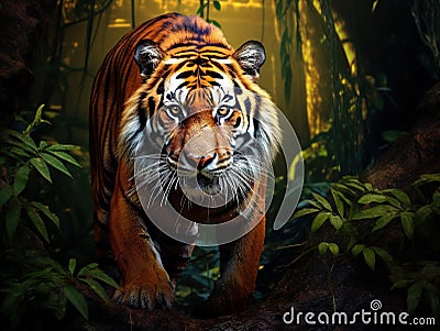 Ai Generated illustration Wildlife Concept of South China Tiger Cartoon Illustration