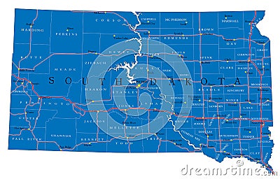 South Dakota state political map Vector Illustration