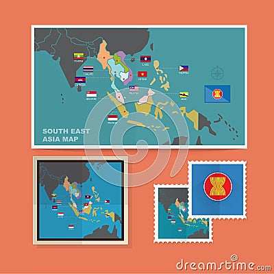 South East Asia map - Cartoon Illustration