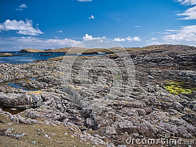 On the south east of the island of Housay on Out Skerries, Shetland, UK, light grey metalimestone of the Whiteness `division` Stock Photo