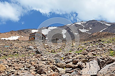 Bargah Sevom Mountain Shelter in Damavand Stock Photo