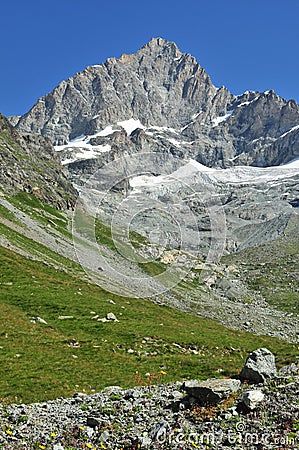 South Face of the Obergabelhorn Stock Photo
