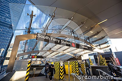 South Ferry subway entrance Editorial Stock Photo