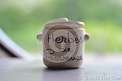 South of France herb jar Herbes de Provence Stock Photo