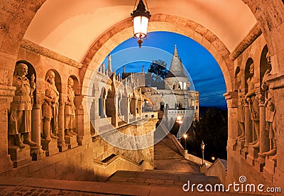 South gate of Fisherman's Bastion in Budapest Stock Photo