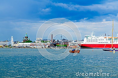 South harbor, SkyWheel, Russian Orthodox Uspenski Cathedral, in Stock Photo