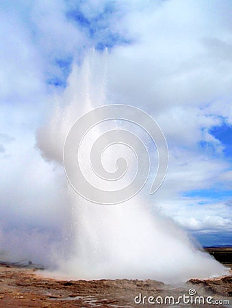 Iceland geyser water clouds Stock Photo