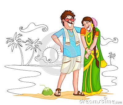 South Indian couple Vector Illustration