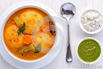 South Indian cuisine- Idli sambhar and chutney Stock Photo