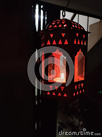 South Indian hanging oil lamp holder Stock Photo