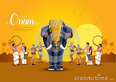 south Indian Kerala festival happy onam greetings background. editable vector illustration design Vector Illustration