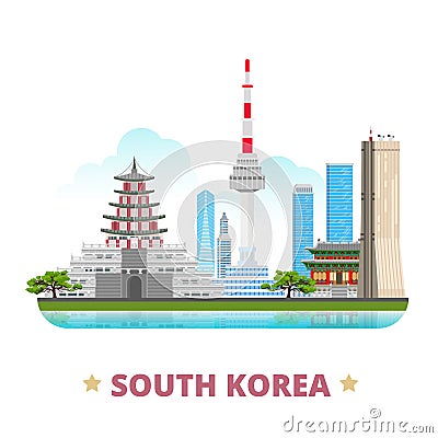 South Korea country design template Flat cartoon s Vector Illustration