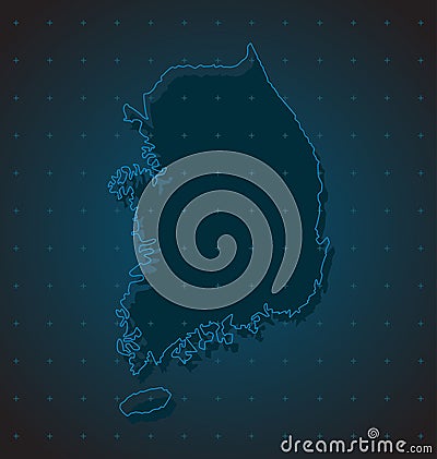 South Korea country map with creative dots vector Vector Illustration