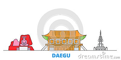 South Korea, Daegu line cityscape, flat vector. Travel city landmark, oultine illustration, line world icons Vector Illustration
