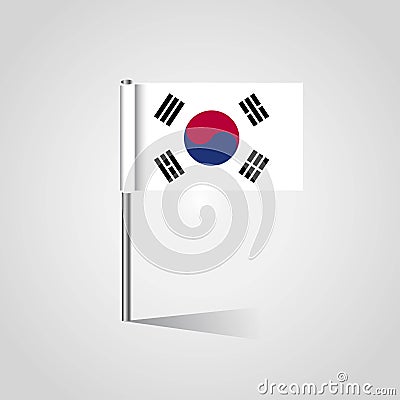 South Korea Flag Map Pin Vector Illustration