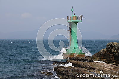 South Korea nautical navigation green marker Stock Photo