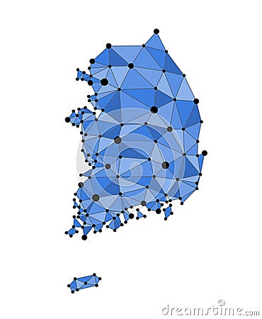 South Korea polygonal vector map Vector Illustration