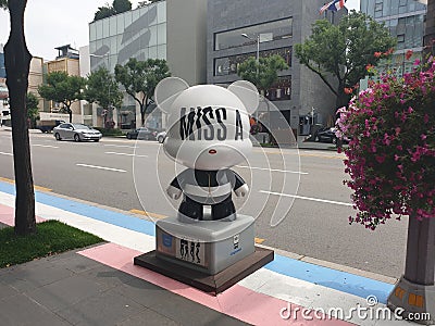 SOUTH KOREA, SEOUL - JUNE 30, 2019 : K-pop Statue Gangnam dols on the K-STAR Road in Gangnam District. Editorial Stock Photo