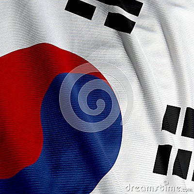 South Korean Flag Closeup Stock Photo