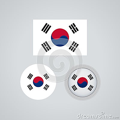 South Korean trio flags, vector illustration Vector Illustration