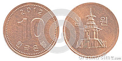 10 south korean won coin Stock Photo