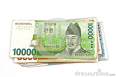 South Korean Won currency Stock Photo