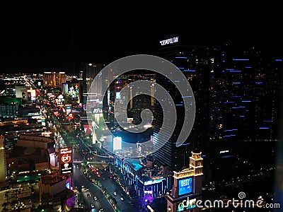 South Las Vegas Strip, dark view Editorial Stock Photo