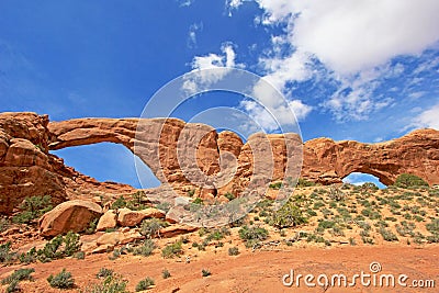 South and North Window Arch at Arches National Park in Utah, USA Stock Photo