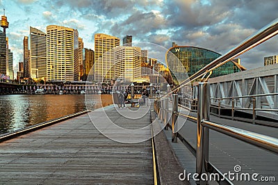 Cityscape, Darling Harbour, Sydney at sunset Editorial Stock Photo