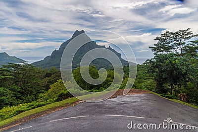 View from Belvedere Lookout Moorea, French Polynesia Stock Photo