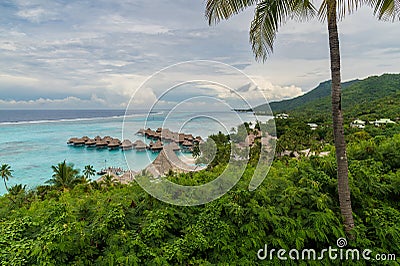 The SOFITEL Kia Ora Moorea Beach Resort from above Editorial Stock Photo