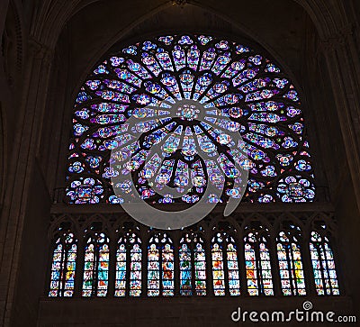 South Rose Window at Notre Dame Editorial Stock Photo