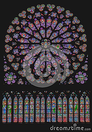 South Rose Window Notre Dame Paris Editorial Stock Photo