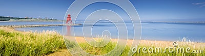 South Shields beach panorama Stock Photo