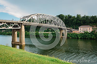 The South Side Bridge and Kanawha River, in Charleston, West Virginia Stock Photo