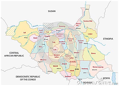 South Sudan administrative map Stock Photo