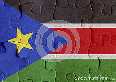 South Sudan flag puzzle Stock Photo