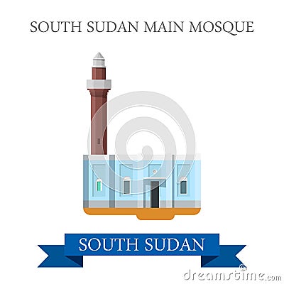 South Sudan Main Mosque. Flat historic web vector Vector Illustration