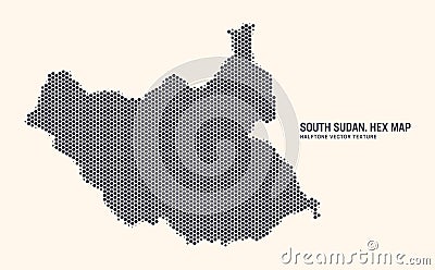 South Sudan Map Vector Hexagonal Half Tone Pattern Isolated On Light Background Vector Illustration