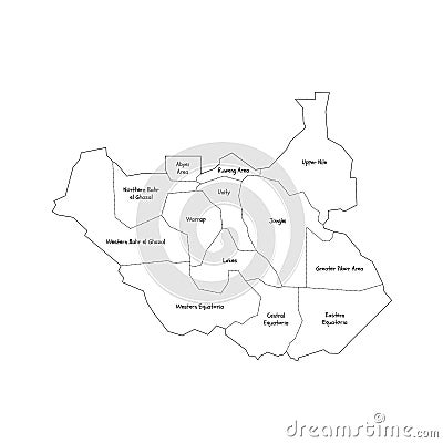South Sudan political map of administrative divisions Vector Illustration
