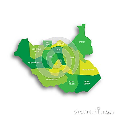 South Sudan political map of administrative divisions Vector Illustration