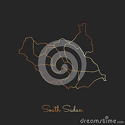 South Sudan region map: golden gradient outline. Vector Illustration