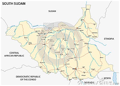 South Sudan road map Stock Photo