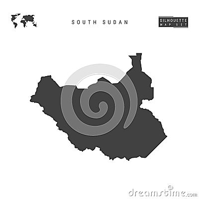 South Sudan Vector Map Isolated on White Background. High-Detailed Black Silhouette Map of South Sudan Vector Illustration